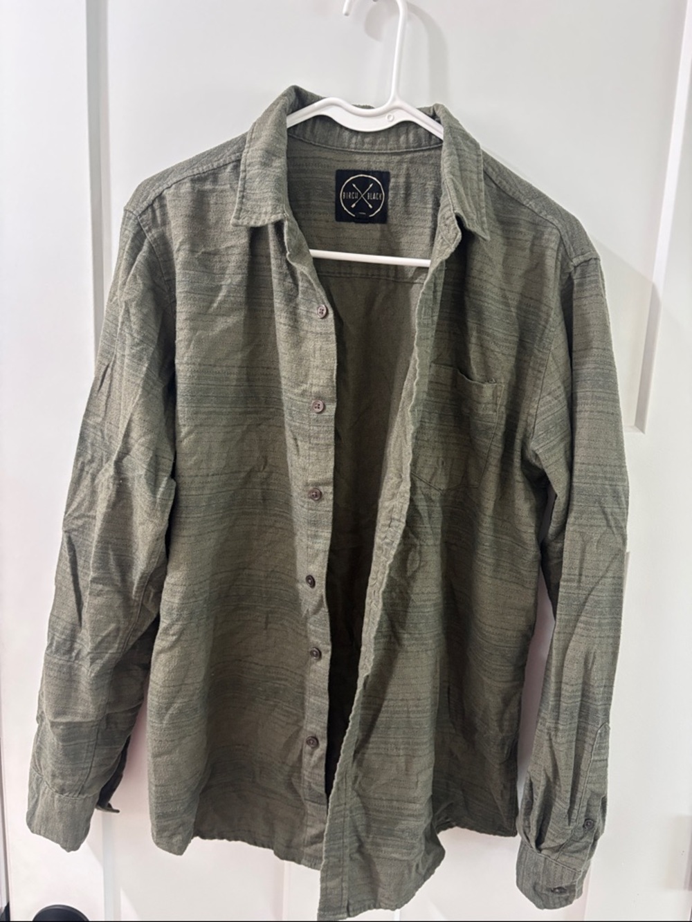 Casual Olive Green Button-Up Shirt